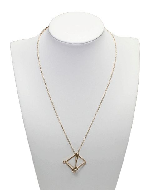 Modern 3D Geometric Gold Necklace