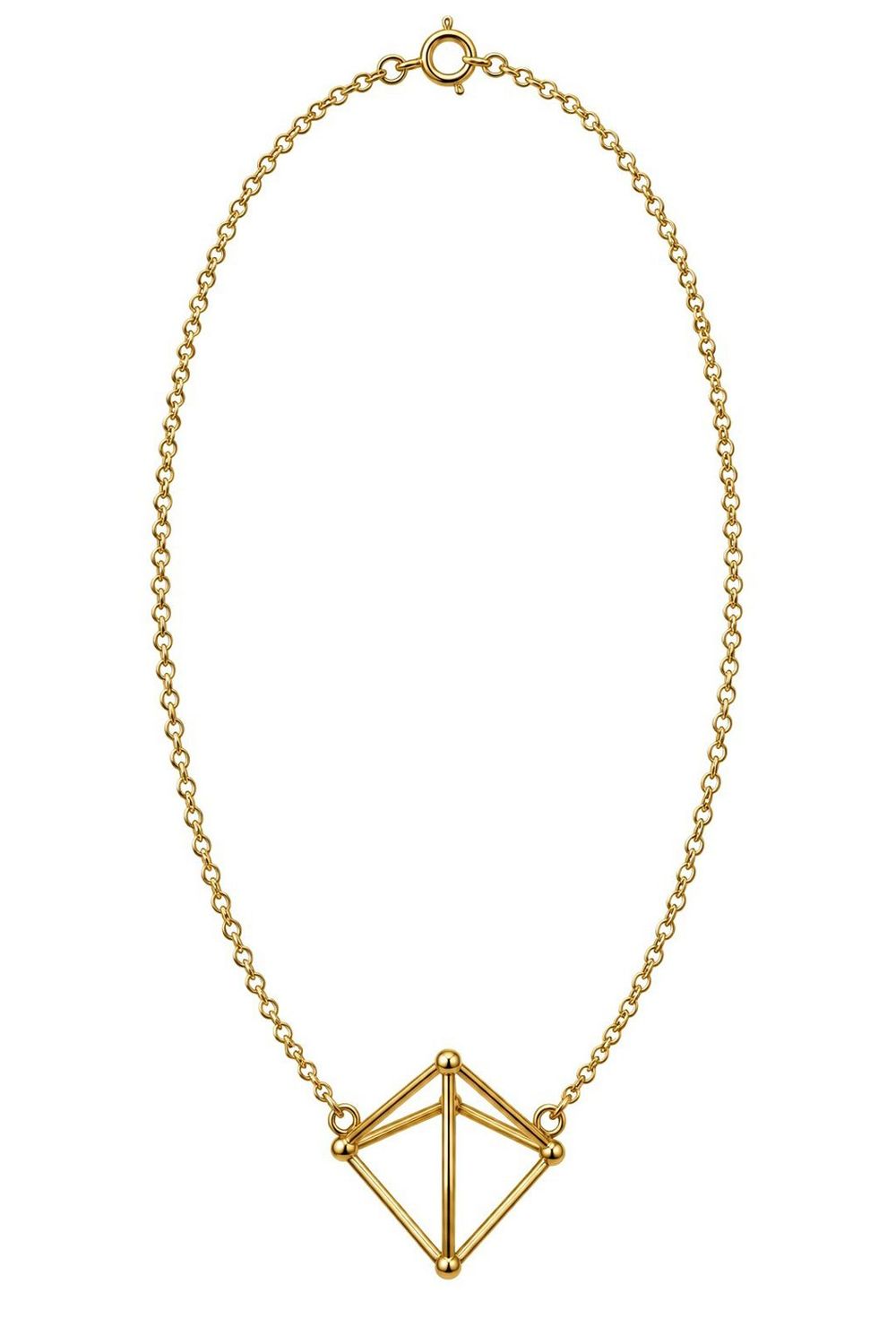 Modern 3D Geometric Gold Necklace