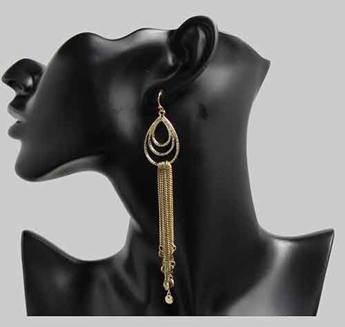 Metal Teardrop Chain Tassel Earrings Metal Teardrop Chain Tassel Earrings