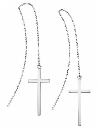 Crossline Sterling Silver Threader Earrings