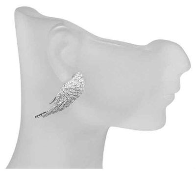 Crystal Wing Sterling Silver Slide-Hook Earrings
