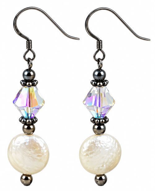 Pearl Beacon Sterling Silver Crystal Earrings