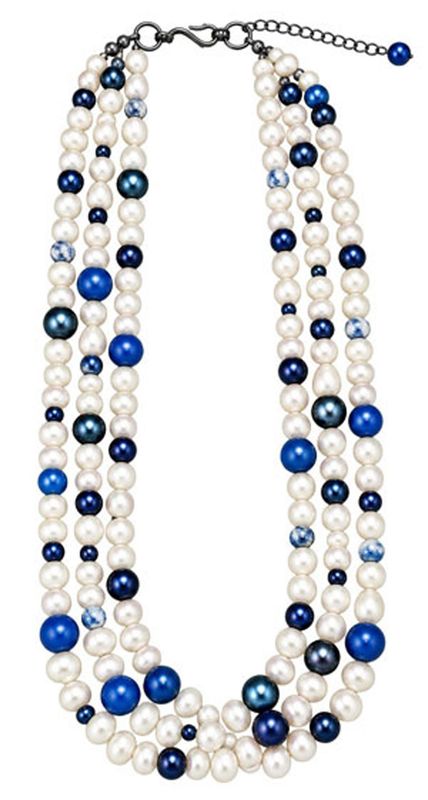 Triple-Strand Pearl & Lapis Necklace Triple-Strand Pearl & Lapis Necklace