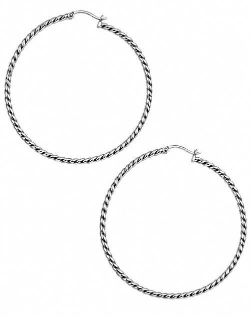 Grand L-Swirl Sterling Silver Omega Earrings