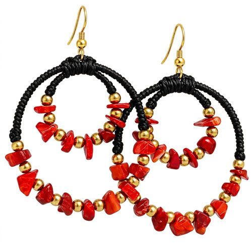 Wrapped Red Turquoise Statement Earrings Wrapped Red Turquoise Statement Earrings