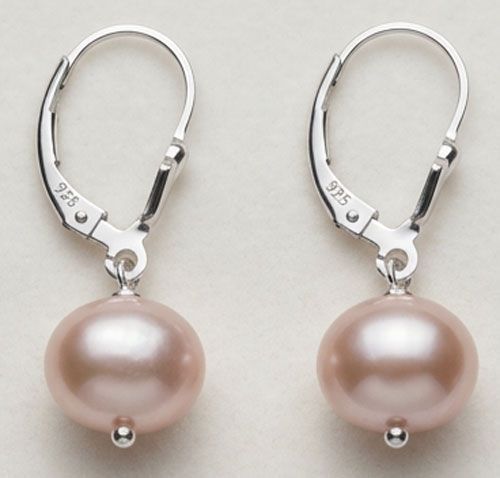Champagne Pearl Leverback Sterling Silver Earrings