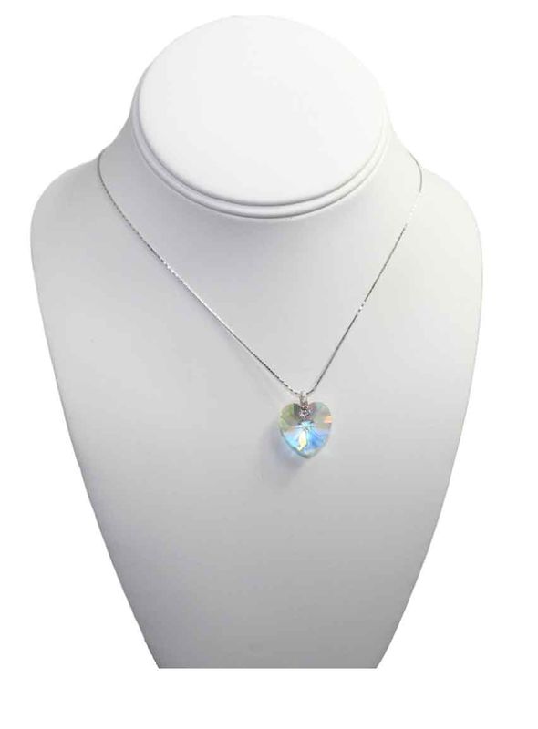 Rainbow Swarovski Heart Pendant Necklace
