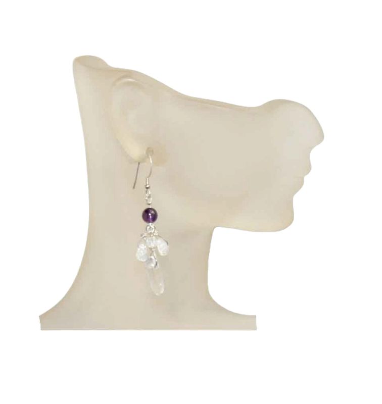 Amethyst & Quartz Cluster Drop Earrings