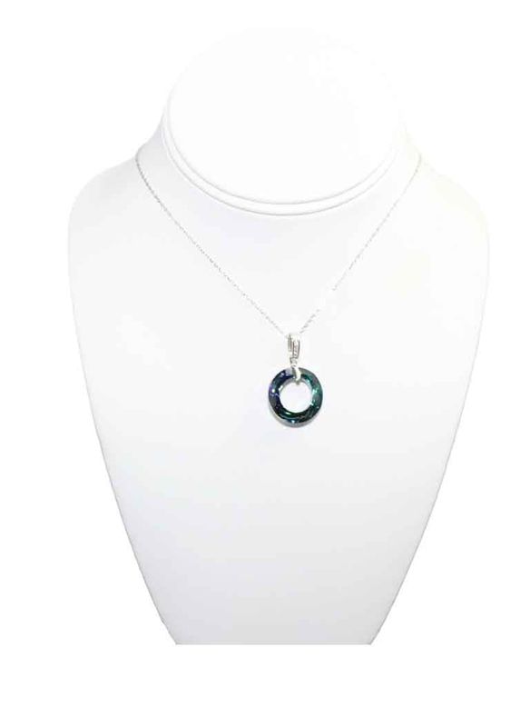 Swarovski Crystal and CZ Halo Pendant Necklace