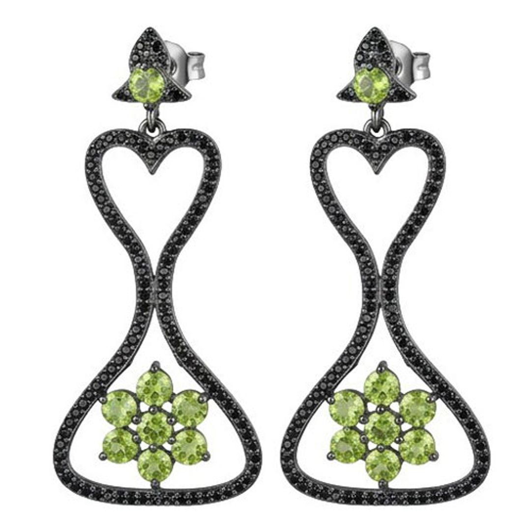 Genuine Peridot & Black Spinel Statement Earrings Genuine Peridot & Black Spinel Statement Earrings