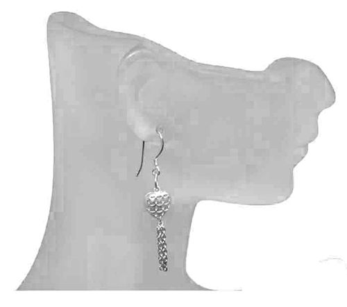 Heart Tassel Sterling Silver Earrings