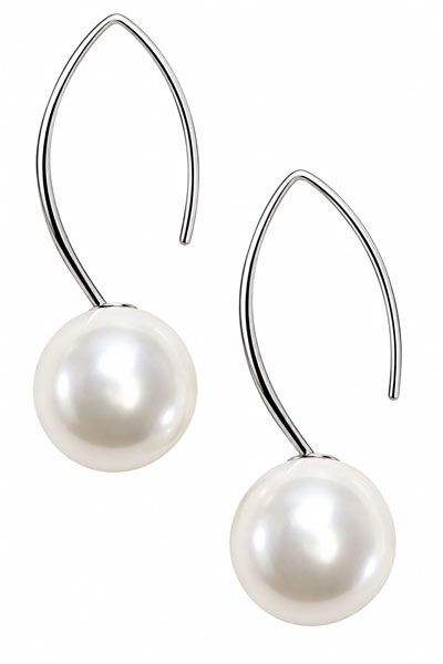 White Simulated Pearl Sterling Silver Earrings White Simulated Pearl Sterling Silver Earrings