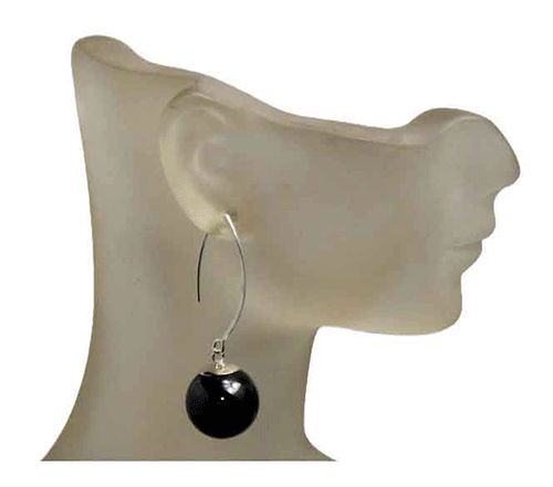 Black Simulated Pearl Sterling Silver Earrings Black Simulated Pearl Sterling Silver Earrings