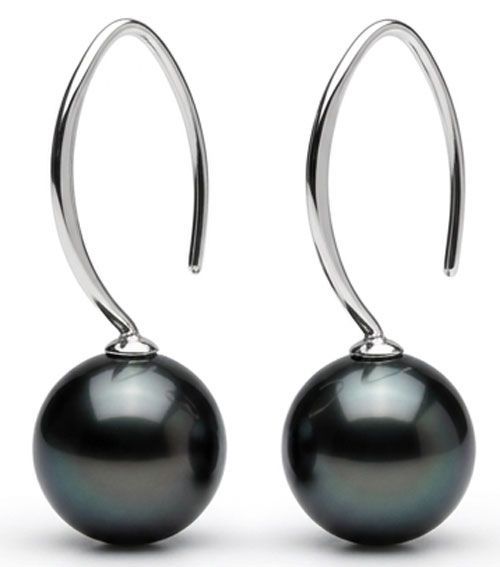 Black Simulated Pearl Sterling Silver Earrings Black Simulated Pearl Sterling Silver Earrings