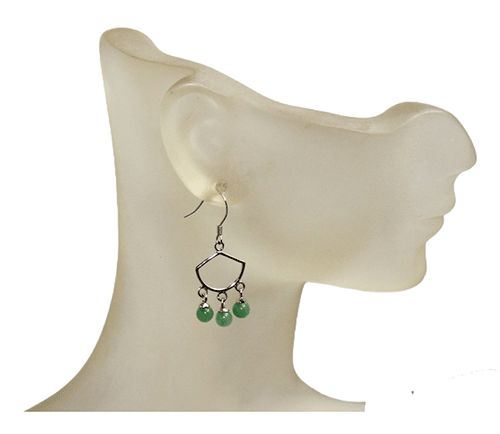 Jade Trio Sterling Silver Drop Earrings Jade Trio Sterling Silver Drop Earrings