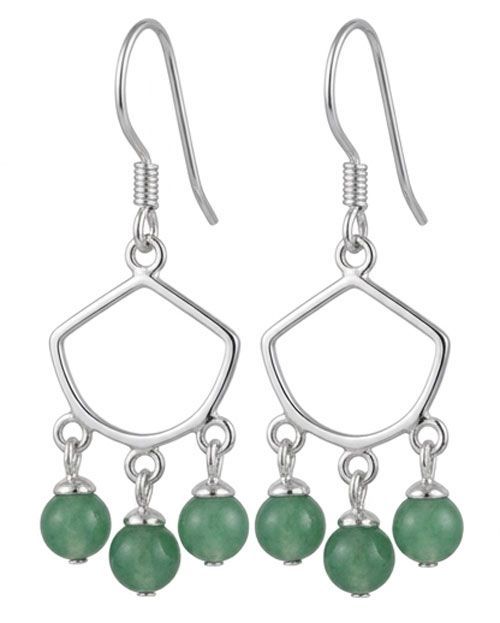 Jade Trio Sterling Silver Drop Earrings Jade Trio Sterling Silver Drop Earrings