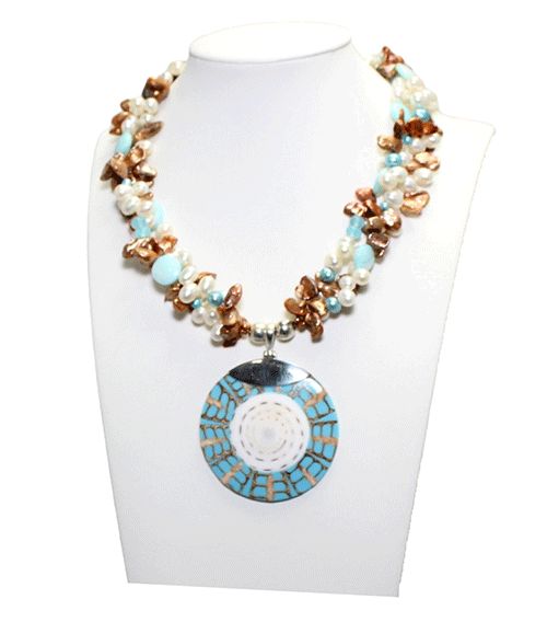 Sterling Silver Pearl Mosaic Necklace