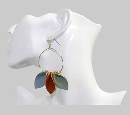 Leather Leaf Gold Tone Earrings Leather Leaf Gold Tone Earrings