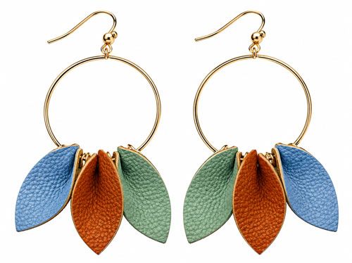 Leather Leaf Gold Tone Earrings Leather Leaf Gold Tone Earrings