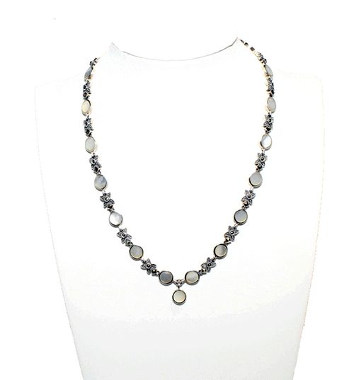 Marcasite & Mother-of-Pearl Sterling Silver Necklace