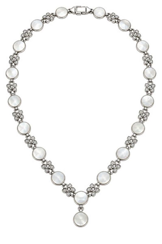 Marcasite & Mother-of-Pearl Sterling Silver Necklace Marcasite & Mother-of-Pearl Sterling Silver Necklace