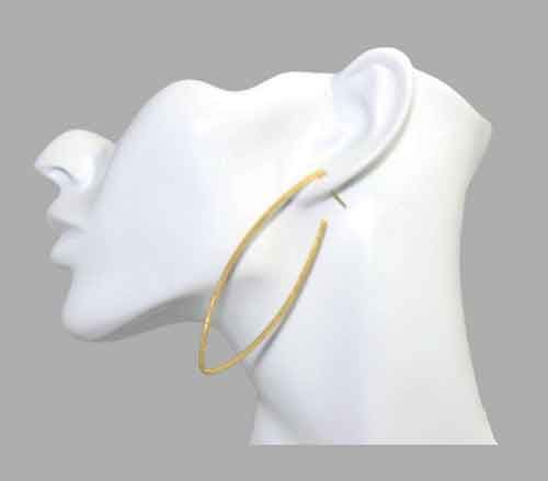 18K Gold Over Brass Leaf Hoop Earrings