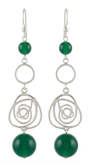 Green Onyx Horizon Sterling Silver Earrings Green Onyx Horizon Sterling Silver Earrings