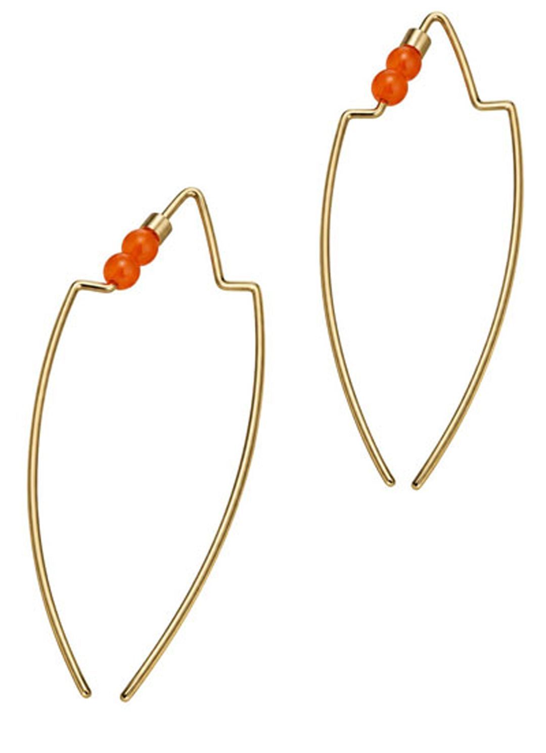 Orange Beaded Threader Earrings