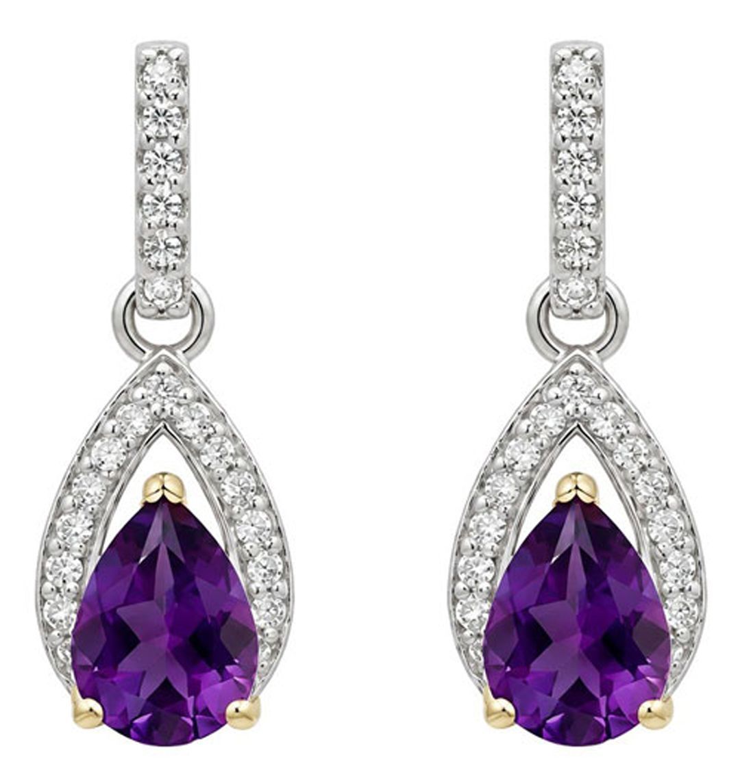 Amethyst & Diamond Accent Drop Earrings Amethyst & Diamond Accent Drop Earrings