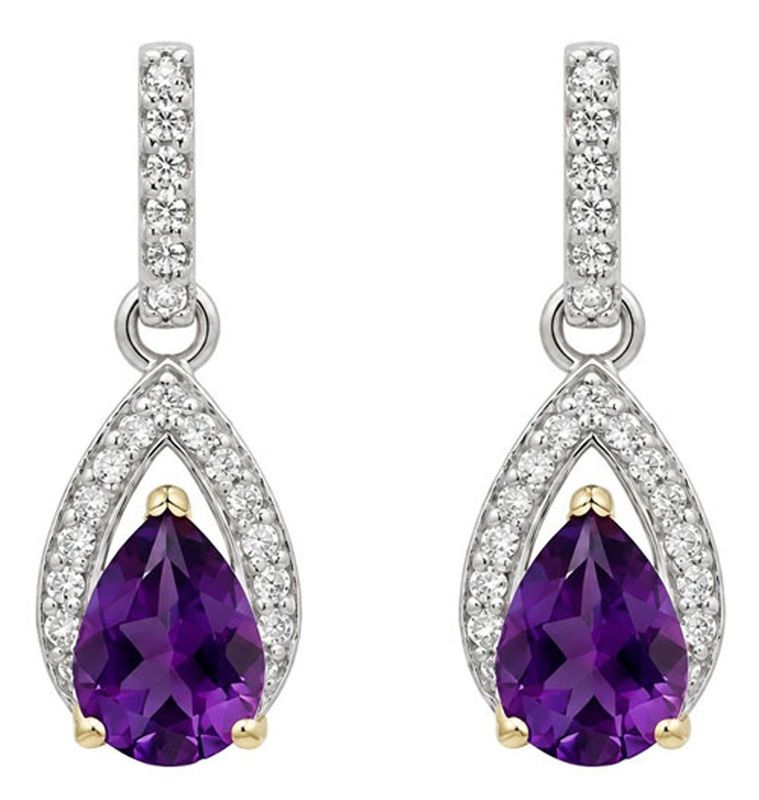 Amethyst & Diamond Accent Drop Earrings