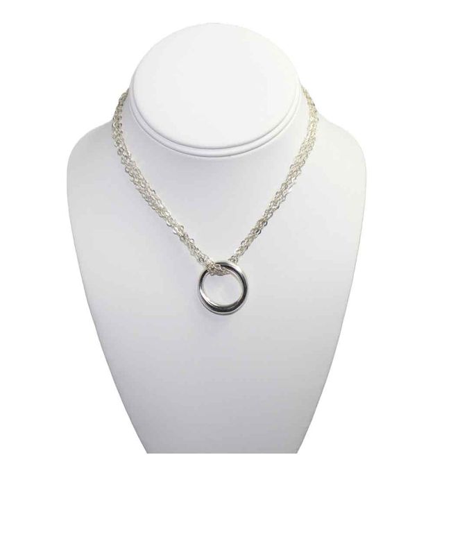 Triple-Strand Circle Pendant Necklace