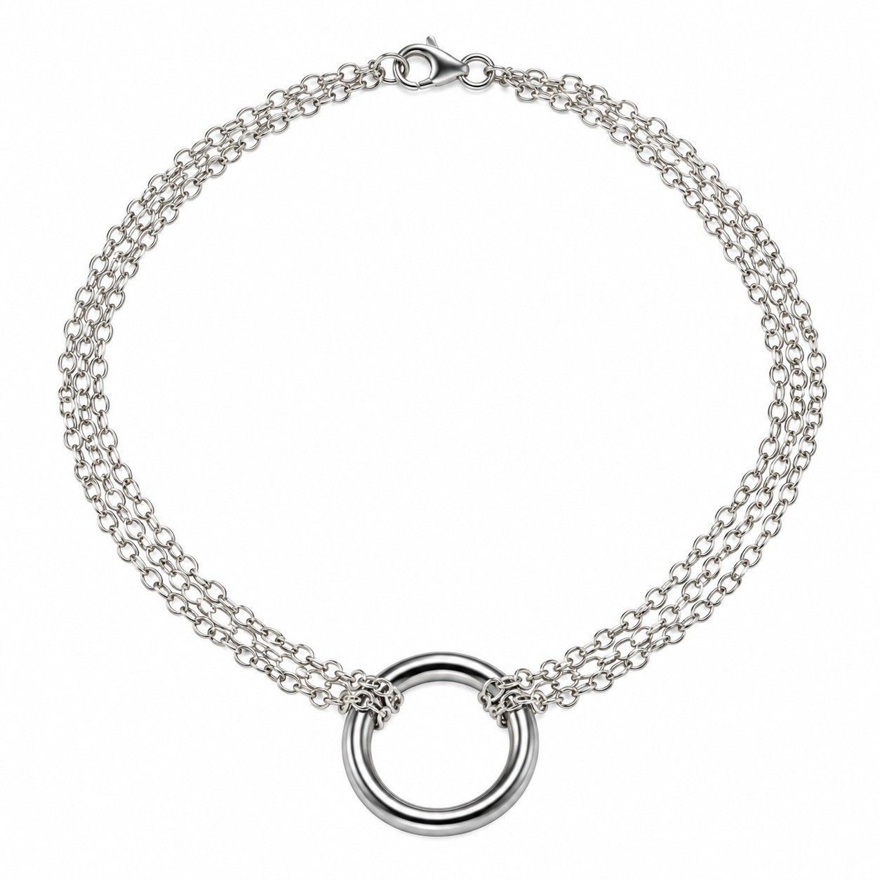 Triple-Strand Circle Pendant Necklace Triple-Strand Circle Pendant Necklace