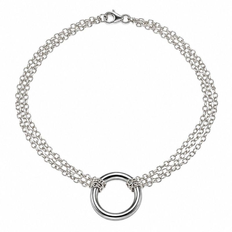 Triple-Strand Circle Pendant Necklace