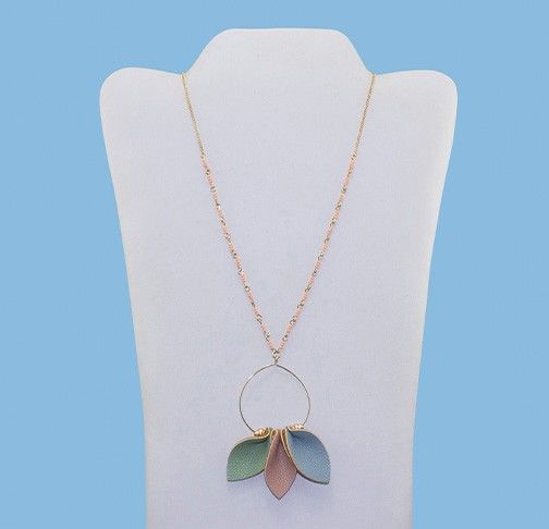 Leather Leaf Hoop Necklace Leather Leaf Hoop Necklace