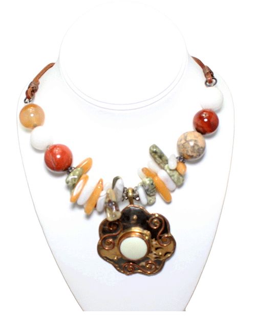 Artisan Jasper & Agate Mosaic Necklace