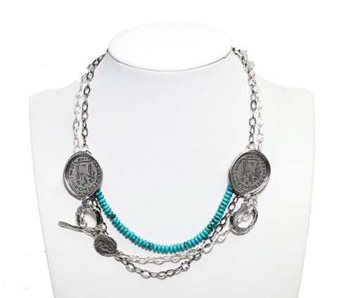 Designer Turquoise Coin Layer Necklace Designer Turquoise Coin Layer Necklace