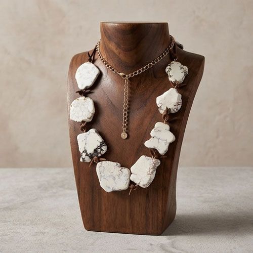 Leather & Faux Stone Necklace Leather & Faux Stone Necklace