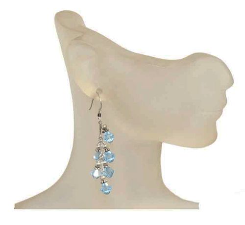 Azure Swarovski Sterling Silver Threader Earrings Azure Swarovski Sterling Silver Threader Earrings