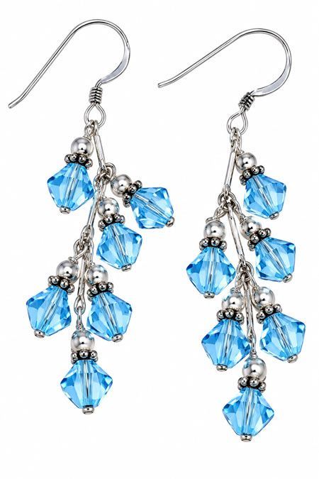 Azure Swarovski Sterling Silver Threader Earrings Azure Swarovski Sterling Silver Threader Earrings