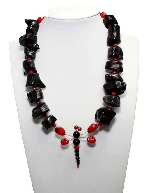 Onyx & Coral Statement Necklace
