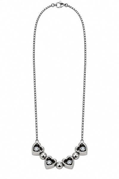 Crystal-Filled Heart Sterling Silver Necklace