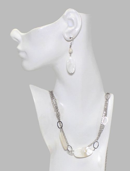 Mother of Pearl Double Strand Jewelry Set Mother of Pearl Double Strand Jewelry Set
