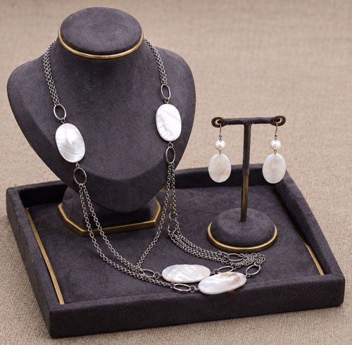 Mother of Pearl Double Strand Jewelry Set Mother of Pearl Double Strand Jewelry Set