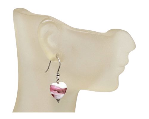 Murano Stripe Heart Sterling Silver Earrings Murano Stripe Heart Sterling Silver Earrings