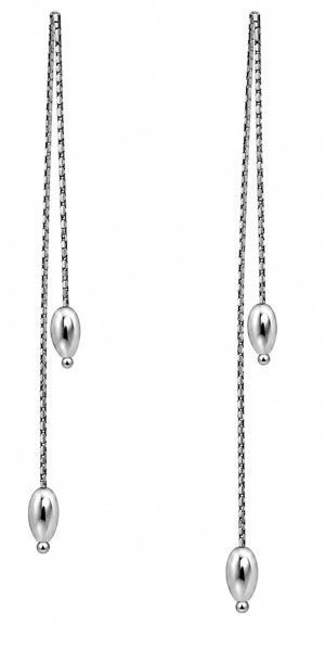 Silver Bead Bar Sterling Silver Post Earrings