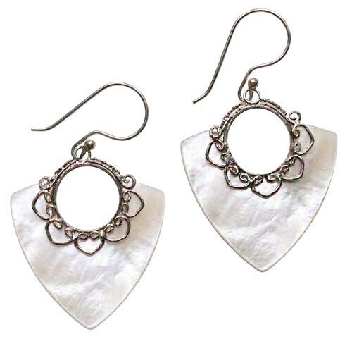 Mother-of-Pearl Heartline Sterling Silver Earrings