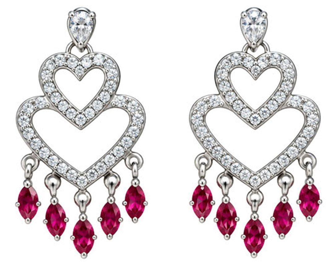 Ruby & White Diamond Sterling Silver Earrings Ruby & White Diamond Sterling Silver Earrings