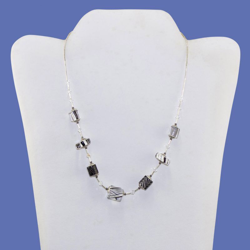 Black Glass Beaded Necklace Black Glass Beaded Necklace