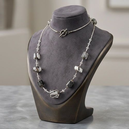 Black Glass Beaded Necklace Black Glass Beaded Necklace