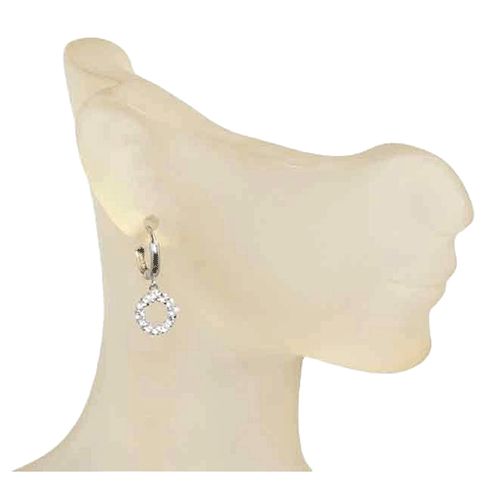 Double-Ring Cubic Zirconia Sterling Silver Earrings